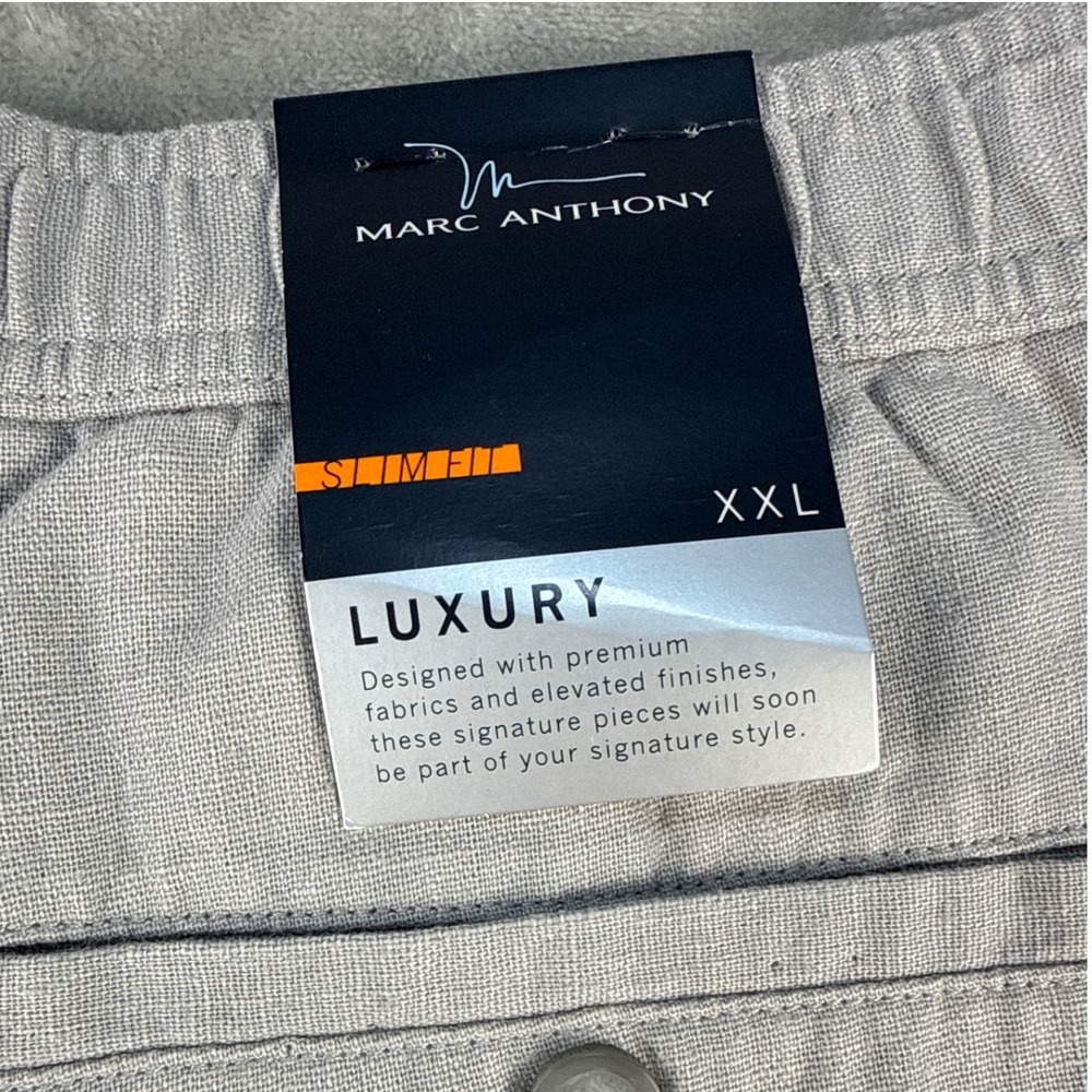 Marc Anthony Linen Pants Mens XXL Luxury Gray Straight Leg EUC - Picture 9 of 9